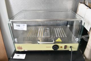 BRAND NEW SCRATCH AND DENT! Carnival King 382HDSG1A Silver Square Glass Full Service Hot Food Display Case with 1 Shelf. 120 Volts, 1 Phase. Tested and Working!