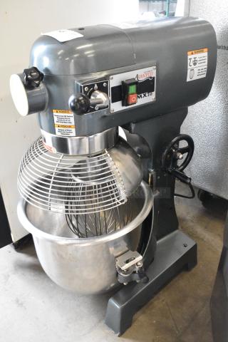 BRAND NEW SCRATCH AND DENT! Avantco MX20 20 Qt. Planetary Stand Mixer w/ Metal Bowl, Bowl Guard and Whisk Attachment. 120 Volts, 1 Phase. Tested and Working!