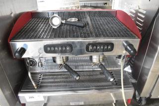 Bianchi Stainless Steel Commercial Countertop 2 Group Espresso Machine w/ 3 Portafilters and 2 Steam Wands. 208 Volts, 1 Phase.