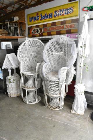 6 Items Including Wishing Well, 4 White Chairs and Pole. 6 Times Your Bid!