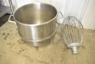 2 Items; Stainless Steel Mixing Bowl and Hobart VMLH60D 60 Quart Metal Whisk Attachment for Hobart Mixer. 2 Times Your Bid!