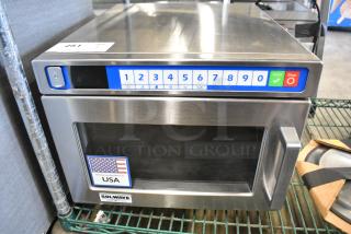 BRAND NEW SCRATCH AND DENT! 2024 Solwave SWAHD12 Ameri-Series Space Saver Heavy-Duty Stainless Steel Commercial Microwave with Push Button Controls. 120 Volts, 1 Phase.