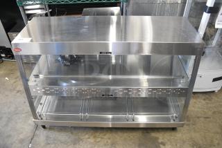 BRAND NEW SCRATCH AND DENT! Hatco GRHD-3PD Stainless Steel Glo-Ray 45 1/2" Full Service Dual Shelf Merchandiser. 120 Volts, 1 Phase. Tested and Working!
