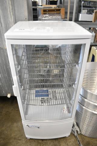 BRAND NEW SCRATCH AND DENT! Avantco 360GSM3HCW White Glass Sided Countertop Display Refrigerator Merchandiser. 110-120 Volts, 1 Phase. Tested and Working!