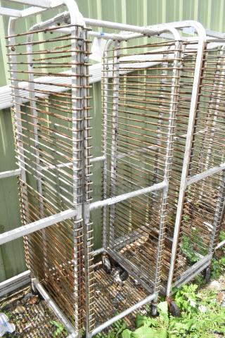 Metal Commercial Pan Transport Rack on Commercial Casters.