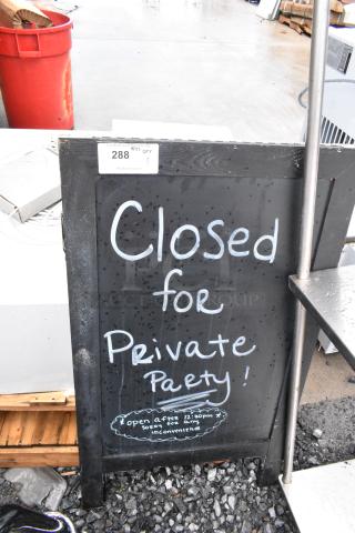Wooden A Frame Sidewalk Blackboard Sign.