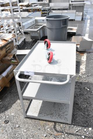 BRAND NEW SCRATCH AND DENT! Gray Metal 3 Tier Cart w/ 2 Commercial Casters.