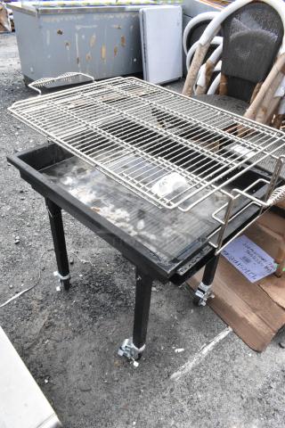 Backyard Pro Metal Commercial Charbroiler Grill on Commercial Casters.