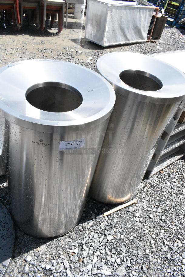 2 BRAND NEW SCRATCH AND DENT! Lancaster Table & Seating Stainless Steel Cylindrical Trash Can Shell. 2 Times Your Bid! - Image 1 of 5