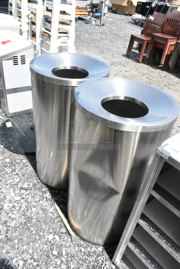 2 BRAND NEW SCRATCH AND DENT! Lancaster Table & Seating Stainless Steel Cylindrical Trash Can Shell. 2 Times Your Bid! - Image 2 of 5