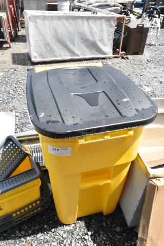 BRAND NEW SCRATCH AND DENT! Rubbermaid Yellow and Black Poly Trash Can.