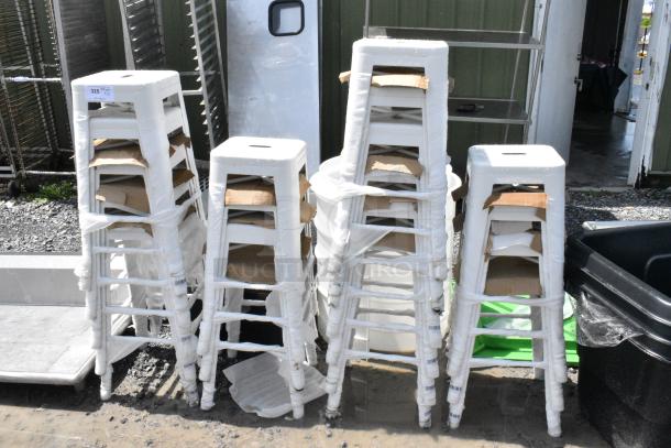 15 BRAND NEW SCRATCH AND DENT! Lancaster Table & Seating 164BMBKLSWHT Alloy Pearl White Outdoor Backless Barstool. 15 Times Your Bid! - Image 2 of 5