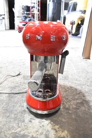 IN ORIGINAL BOX! Smeg ECF01RDUS Countertop Espresso Machine. 120 Volts, 1 Phase.