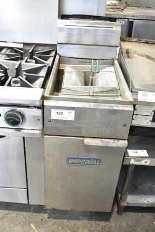 Imperial Stainless Steel Commercial Floor Style Natural Gas Powered Deep Fat Fryer.