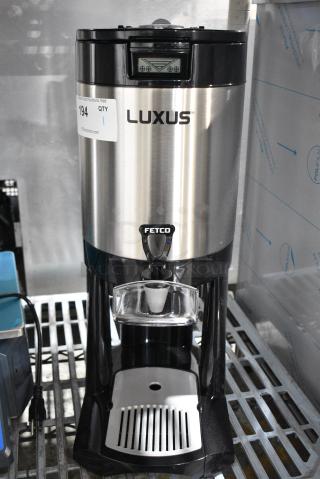 BRAND NEW SCRATCH AND DENT! Fetco L4D-15 Luxus 1.5 Gallon Stainless Steel Coffee Server with Stand - Item #1182059