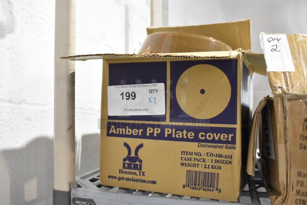 2 BRAND NEW SCRATCH AND DENT! GET CO-100-A Round Amber Polypropylene Plate Cover for 7 15/16" to 8 13/16" Plates. 2 Times Your Bid! - Image 2 of 7