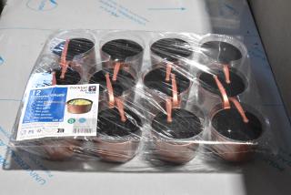 BRAND NEW SCRATCH AND DENT! Solia Eskoffie 708PS34400C 4.1 oz. Copper and Black Mini Plastic Sauce Pan - 84/Case