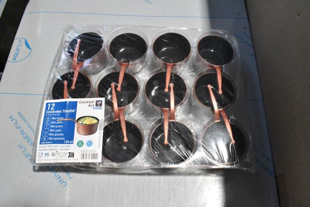 BRAND NEW SCRATCH AND DENT! Solia Eskoffie 708PS34400C 4.1 oz. Copper and Black Mini Plastic Sauce Pan - 84/Case - Image 3 of 6