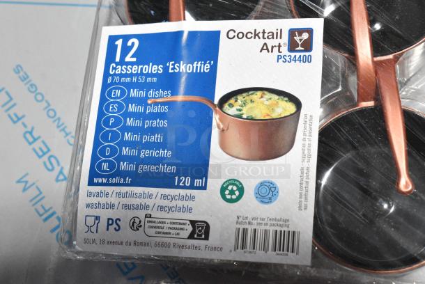 BRAND NEW SCRATCH AND DENT! Solia Eskoffie 708PS34400C 4.1 oz. Copper and Black Mini Plastic Sauce Pan - 84/Case - Image 4 of 6