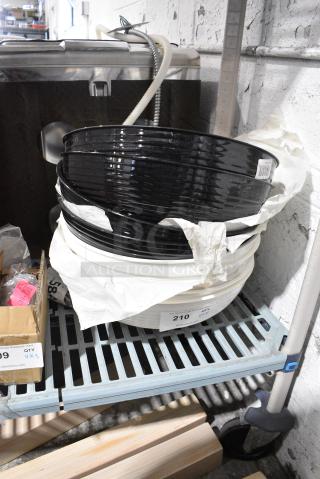 8 BRAND NEW SCRATCH AND DENT! Items Including 214RSB15CWBK Cambro RSB15CW110 11.2 Qt. Black Camwear Round Ribbed Bowl. 8 Times Your Bid!