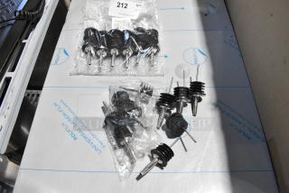 BRAND NEW SCRATCH AND DENT! Lot Including American Metalcraft DPR1 Stainless Steel Tapered Liquor Pourer for Acrylic Water / Mixer Bottles - 12/Pack