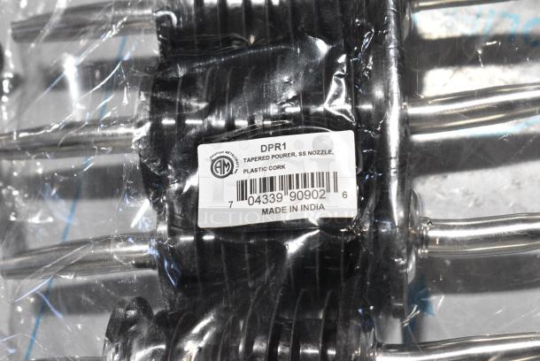 BRAND NEW SCRATCH AND DENT! Lot Including American Metalcraft DPR1 Stainless Steel Tapered Liquor Pourer for Acrylic Water / Mixer Bottles - 12/Pack - Image 5 of 5