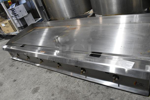 BRAND NEW SCRATCH AND DENT! 2024 Cooking Performance Group 351GTCPG72NL Stainless Steel 72" Natural Gas Countertop Griddle with Thermostatic Controls - 180,000 BTU. - Image 4 of 9