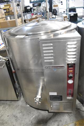 Southbend KSLG-60E Stainless Steel Commercial Floor Style Natural Gas Powered 60 Gallon Steam Kettle. 130,000 BTU.