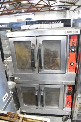2 Vulcan Stainless Steel Commercial Natural Gas Powered Full Size Convection Oven w/ View Through Doors, Metal Oven Racks and Thermostatic Controls. 2 Times Your Bid!