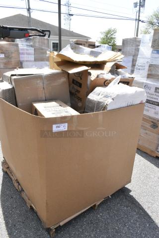 15 BRAND NEW SCRATCH AND DENT! Boxes Including 500L1020B Choice Black Hot Paper Cup Travel Lid for 10-24 oz. Standard Cups and 8 oz. Squat Cups - 1,000/Case, 127CH32 Choice 32 oz. Clear RPET Hinged Deli Container - 200/Case, 50016W Choice White Poly Paper Cup, Dart 6SJ12 6 oz. White Customizable Foam Food Container - 1000/Case, 245CPB1712WHPRINT Choice 17