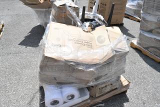 18 BRAND NEW SCRATCH AND DENT! Boxes Including Choice Tallfold Dispenser Napkins, Libbey Restaurant Basics 14 oz. Customizable Rim Tempered Mixing Glass - 24/Case. 18 Times Your Bid!