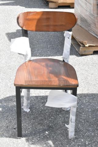 12 BRAND NEW SCRATCH AND DENT! Boxes Including Black Metal Dining Height Chair w/ Wooden Seat. 12 Times Your Bid!