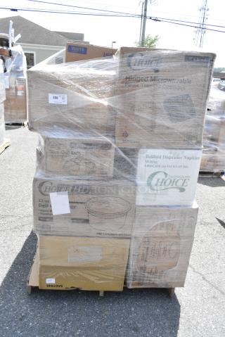 33 BRAND NEW SCRATCH AND DENT! Boxes Including Choice Cutlery Pack, Choice Containers, LAvex C Fold Towels. 33 Times Your Bid!