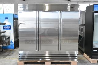 BRAND NEW SCRATCH AND DENT! 2024 Avantco 178SS3FHC Stainless Steel Commercial 81 5/16" Stainless Steel Solid Door Reach-In Freezer. 115 Volts, 1 Phase. Tested and Working!