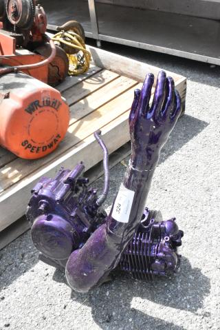 Purple Metal Motorcycle Engine w/ Arm Attachment