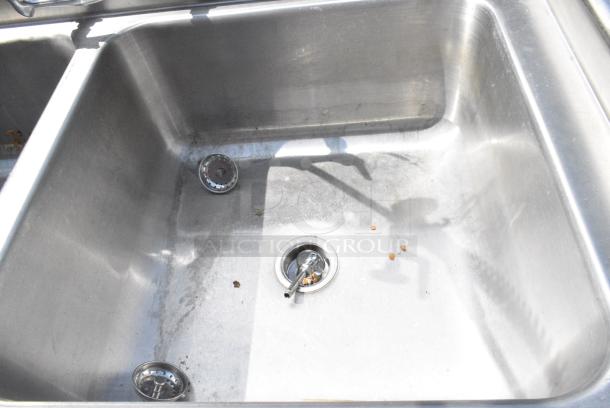 Stainless Steel 3 Bay Sink w/ Left Side Drain Board, Faucet, Handles and Spray Nozzle Attachments. - Image 3 of 11