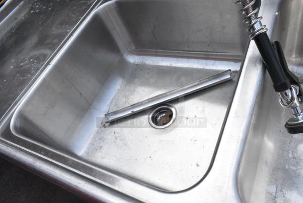Stainless Steel 3 Bay Sink w/ Left Side Drain Board, Faucet, Handles and Spray Nozzle Attachments. - Image 5 of 11