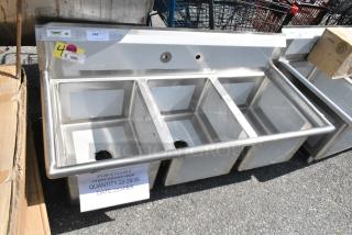 BRAND NEW SCRATCH AND DENT! Regency 600S31620 Stainless Steel 3 Bay Sink. No Legs.