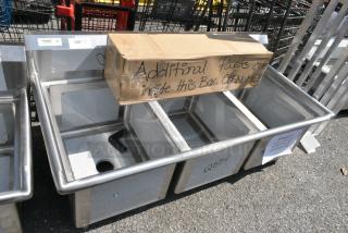 BRAND NEW SCRATCH AND DENT! Regency 600S31824 16 Gauge Stainless Steel Three Compartment Commercial Sink - 24" x 18" x 14" Bowls.