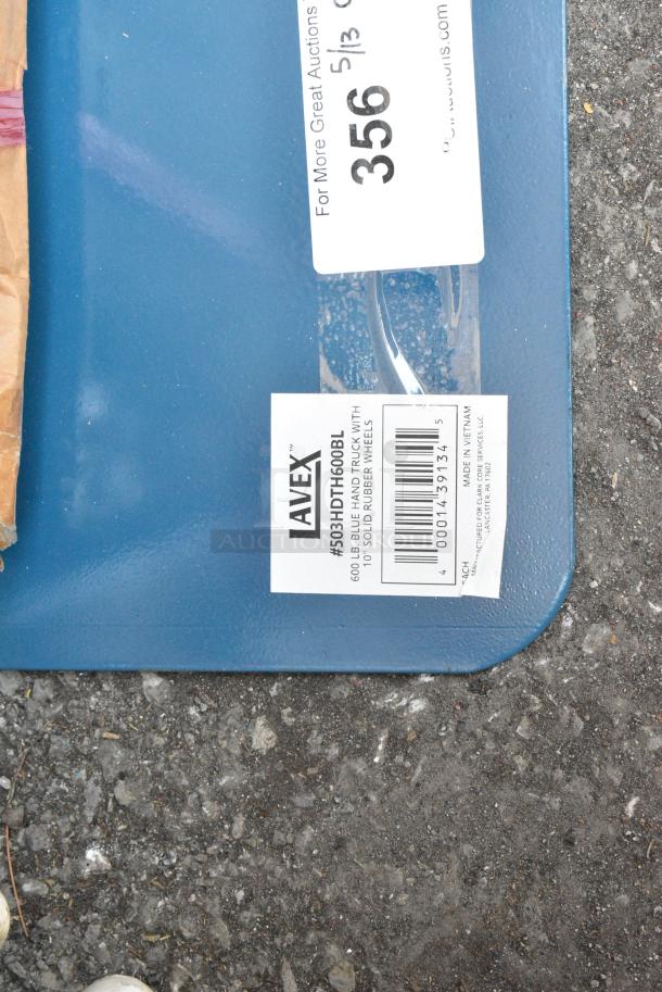 BRAND NEW SCRATCH AND DENT! Lavex 503HDTH600BL 600 lb. Blue Hand Truck With 10" Solid Rubber Wheels - Image 5 of 5
