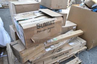 13 BRAND NEW SCRATCH AND DENT! Items Including 2 176FLTHPBK6 Choice Black Six Hole Plastic Flatware Organizer, 176PRFCYLPBK Choice Black Perforated Plastic Flatware Holder Cylinder, Cambro CBTR362PK580 Camshelving® Basics Plus Shelf Traverse - 2/Pack, 109APR1820L Regency 20 Pan End Load Bun / Sheet Pan Rack with Non-Marking Casters - Unassembled, 164TCB3072B Table Base, 109APR1820L Regency 20 Pan End Load Bun / Sheet Pan Rack with Non-Marking Casters - Unassembled, 176BD3BK2 Choice 3 Gallon Black Slim Beverage / Juice Dispenser, 3493072ANTWA Lancaster Table & Seating Industrial 30" x 72" Solid Wood Live Edge Table Top with Rustic Walnut Finish. 13 Times Your Bid!