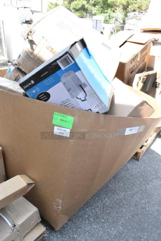 25 BRAND NEW SCRATCH AND DENT! 176BIN21GL Baker's Lane 21 Gallon / 335 Cup White Slant Top Mobile Ingredient Storage Bin with Sliding Lid & Scoop, 247ALSPILL Vigor 6 5/16" Deep Full Size Aluminum Steam Table Spillage Pan, 164TS1000 TABLE BASE CAST IRON SPIDER 10" RND, VacPak-It 186CVB810 8" x 10" Chamber Vacuum Packaging Pouches / Bags 3 Mil - 1,000/Case. 25 Times Your Bid!