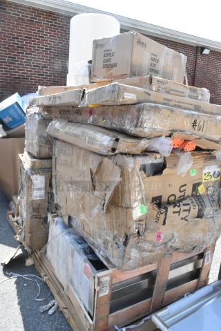 17 BRAND NEW SCRATCH AND DENT! Items Including 522US12424 Steelton 24" x 24" x 14" Utility Sink for (1) 8" Center Faucet, 41AM411152641F3BK Flushmate M-101526-F3BK 503 Series 1.6 GPF Replacement System with Handle Kit and 3-in-1 Wrench, 257LSUC24363 Lavex 36" x 24" x 35" Three Tray Shelf Steel Utility Cart - Fully Welded, 600LDR2336 Regency 36" Five-Tiered Stainless Steel Liquor Display Rack - 23" Deep, 109RACKECON Steelton 20 Pan End Load Bun / Sheet Pan Rack - Unassembled, 600T3060G Regency 30" x 60" 18-Gauge 304 Stainless Steel Commercial Work Table with Galvanized Legs and Undershelf, 460EC1860 Regency 18" x 60" Chrome Wire Wall Mount Shelf, 164BA3232ORG Lancaster Table & Seating Alloy Series 32" x 32" Amber Orange Bar Height Outdoor Table. 17 Times Your Bid!