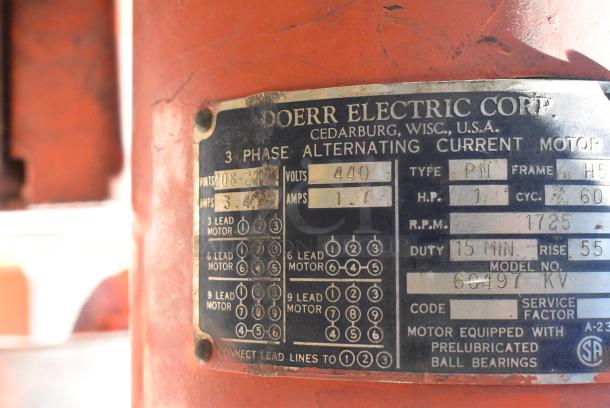 Wright Speedway C1148A Unit w/ Doerr Electric Motor. 440 Volts, 3 Phase. - Image 12 of 17