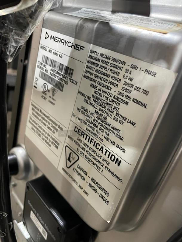 MerryChef! 2022! Late Model! Commercial Black Electric Powered Countertop High Speed Rapid Cook Oven! Model: Eikon E2S SN: 2209213092192! 208/240V 1 Phase! - Image 5 of 8