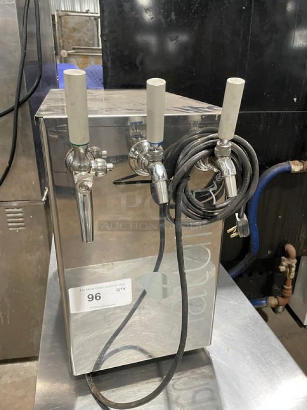 Natura Commercial Stainless Steel Electric Powered Countertop Refrigerated Water Dispenser! With 3 Tap Style Dispensing Faucets! Model: NWSB3 REF SN: 1433001014! 115V! On Legs! - Image 1 of 7