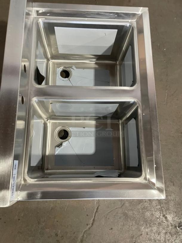 NEW! SCRATCH-N-DENT! Prepline Commercial Stainless Steel 2 Compartment Underbar Sink! With 3" Back Splash! Model: BAR-2C! - Image 4 of 5