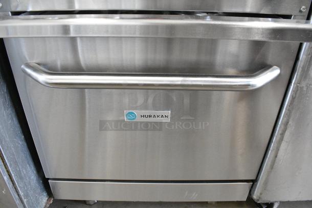 Hurakan Stainless Steel Commercial Floor Style Natural Gas Powered 4 Burner Range w/ Oven, Over Shelf and Back Splash. - Image 7 of 12