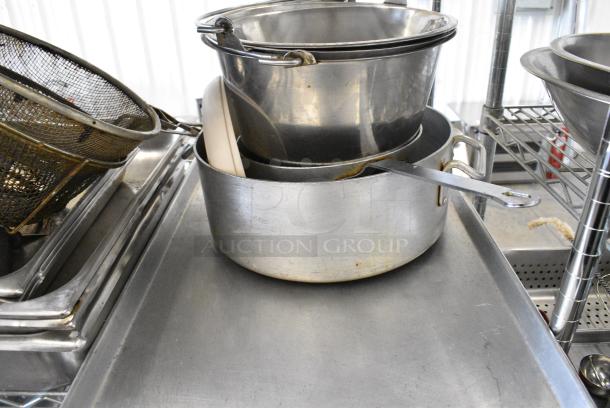 ALL ONE MONEY! Tier Lot of Various Items Including Stainless Steel Drop In Bins, Stock Pot and Metal Baking Pans. - Image 5 of 5