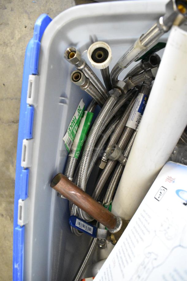 ALL ONE MONEY! Lot of Various BRAND NEW SCRATCH AND DENT! Items Including Security Camera, Water Hoses, Molded Undersink Pipe Covers and Pipes in Clear Poly Bin - Image 8 of 21